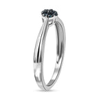 Blue Diamond Ring in Platinum Overlay Sterling Silver