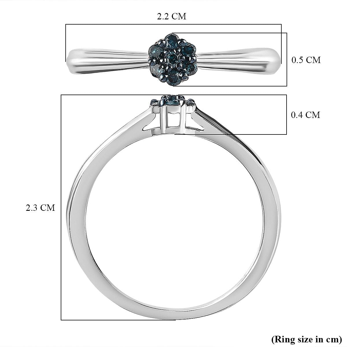 Blue Diamond Ring in Platinum Overlay Sterling Silver 7363863 5