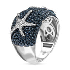 Blue Diamond Star Fish Ring