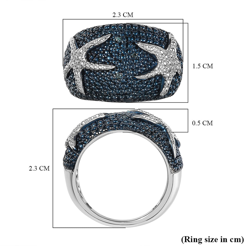 Blue Diamond Star Fish Ring
