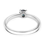 Blue Diamond Solitaire Ring in Rhodium Overlay Sterling Silver