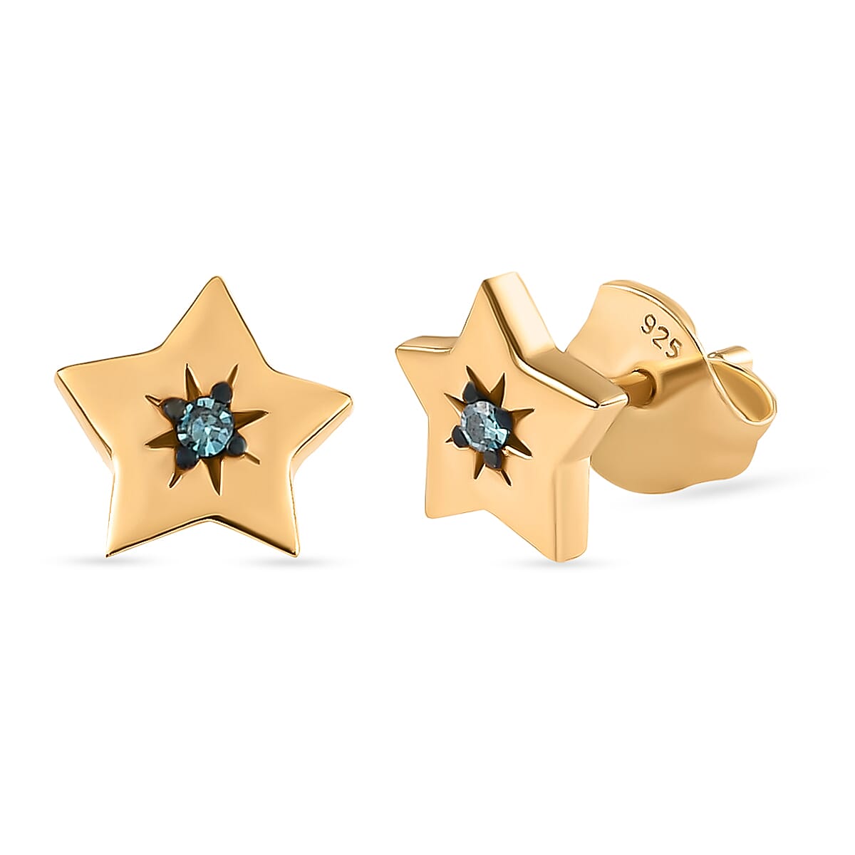 Blue Diamond Star Stud Earrings in Gold Plated Sterling Silver 8726667 0