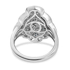 Designer Inspired Blue and White Diamond Ring in Platinum Overlay Sterling Silver 1.00 Ct