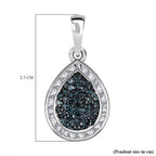 Blue & White Diamond Teardrop Pendant in Platinum Overlay Sterling Silver 0.51 Ct