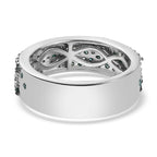 Designer Inspired -Blue & White Diamond Ring in Platinum Overlay Sterling Silver 1.00 Ct,