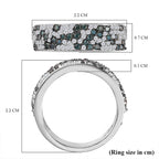 Designer Inspired -Blue & White Diamond Ring in Platinum Overlay Sterling Silver 1.00 Ct,