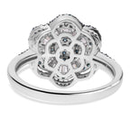 Designer Inspired- Blue Diamond and White Diamond Ring in Platinum Overlay Sterling Silver 1.00 Ct