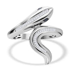 Serpent Year 2025 Deal - White and Blue Diamond Diamond Serpent Ring in Platinum Overlay Sterling Silver 0.25ct