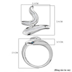 Serpent Year 2025 Deal - White and Blue Diamond Diamond Serpent Ring in Platinum Overlay Sterling Silver 0.25ct