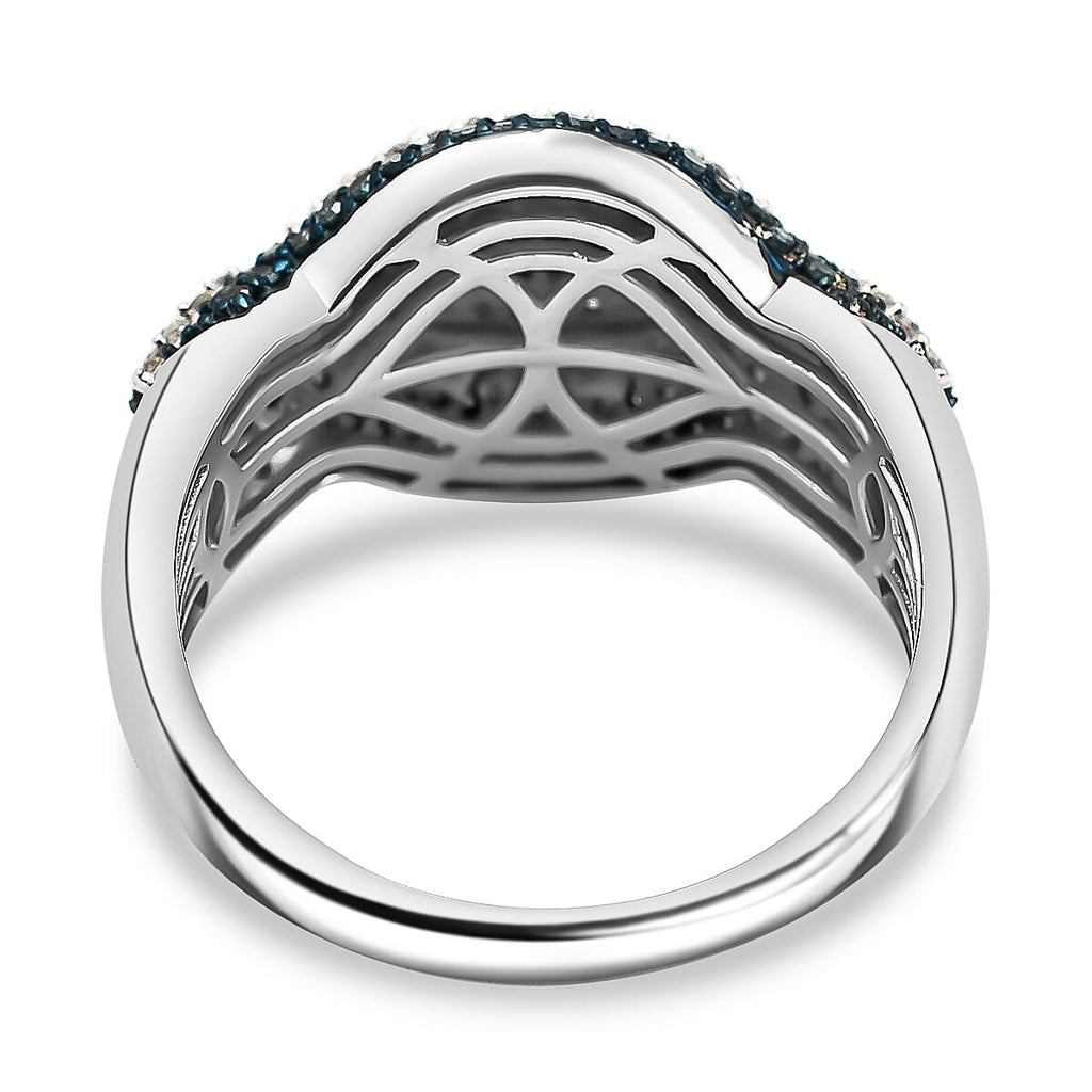 Red Carpet Collection - Blue and White Diamond Ring in Platinum Overlay Sterling Silver 1.00 Ct.