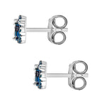 Blue Diamond ,  White Diamond  Solitaire Stud Push Post Earring in Platinum Overlay Sterling Silver 0.15 ct  0.148  Ct.