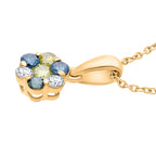 D'Joy Blue Diamond, White Diamond, Yellow Diamond & Green Diamond Pendant with Chain (Size - 20) in 18K Vermeil Yellow Gold Plated Sterling Silver 0.33 Ct.