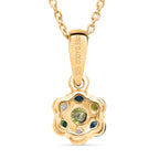 D'Joy Blue Diamond, White Diamond, Yellow Diamond & Green Diamond Pendant with Chain (Size - 20) in 18K Vermeil Yellow Gold Plated Sterling Silver 0.33 Ct.
