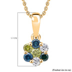 D'Joy Blue Diamond, White Diamond, Yellow Diamond & Green Diamond Pendant with Chain (Size - 20) in 18K Vermeil Yellow Gold Plated Sterling Silver 0.33 Ct.