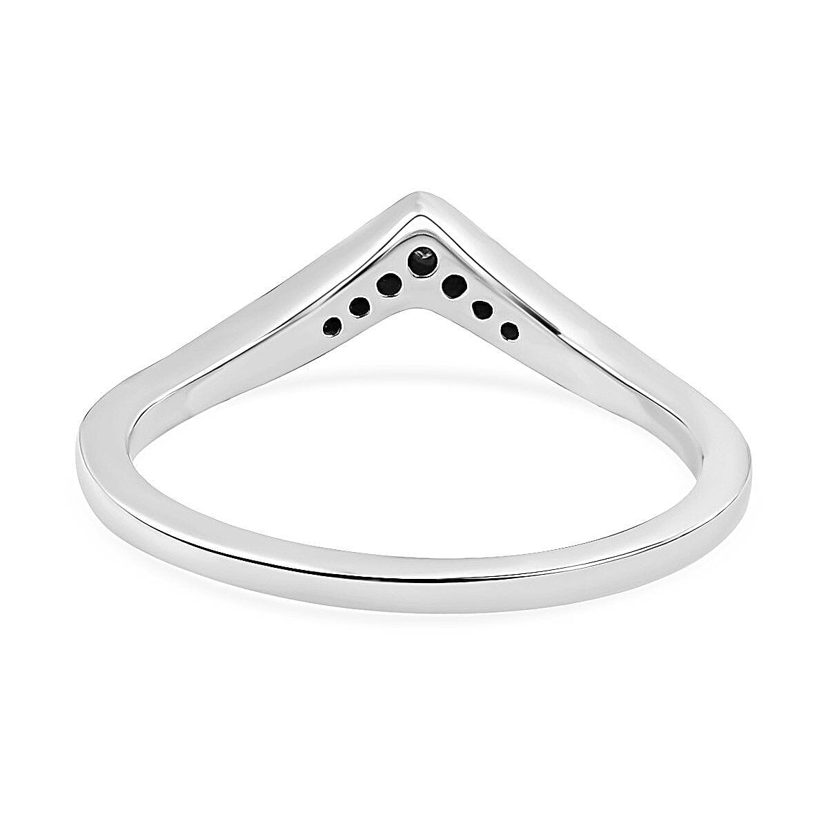 Blue Diamond Wishbone Ring in Sterling Silver with Platinum Plating 7365467 11
