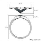 Blue Diamond Wishbone Ring in Platinum Overlay Sterling Silver 0.051 Ct.
