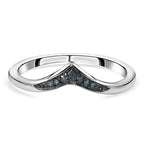 Blue Diamond Wishbone Ring in Platinum Overlay Sterling Silver 0.051 Ct.