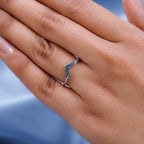 Blue Diamond Wishbone Ring in Platinum Overlay Sterling Silver 0.051 Ct.