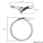 Blue Diamond Wishbone Ring in Platinum Overlay Sterling Silver 0.054 Ct
