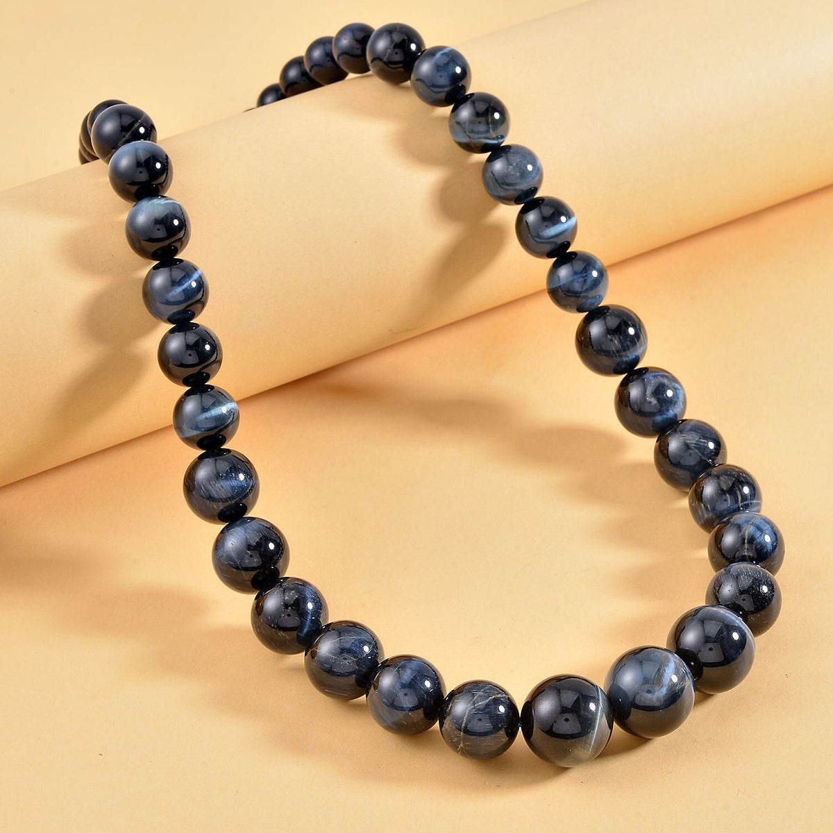 Blue Tigers Eye Necklace (Size - 20) in Rhodium Overlay Sterling Silver 580 Ct. 7553952 2