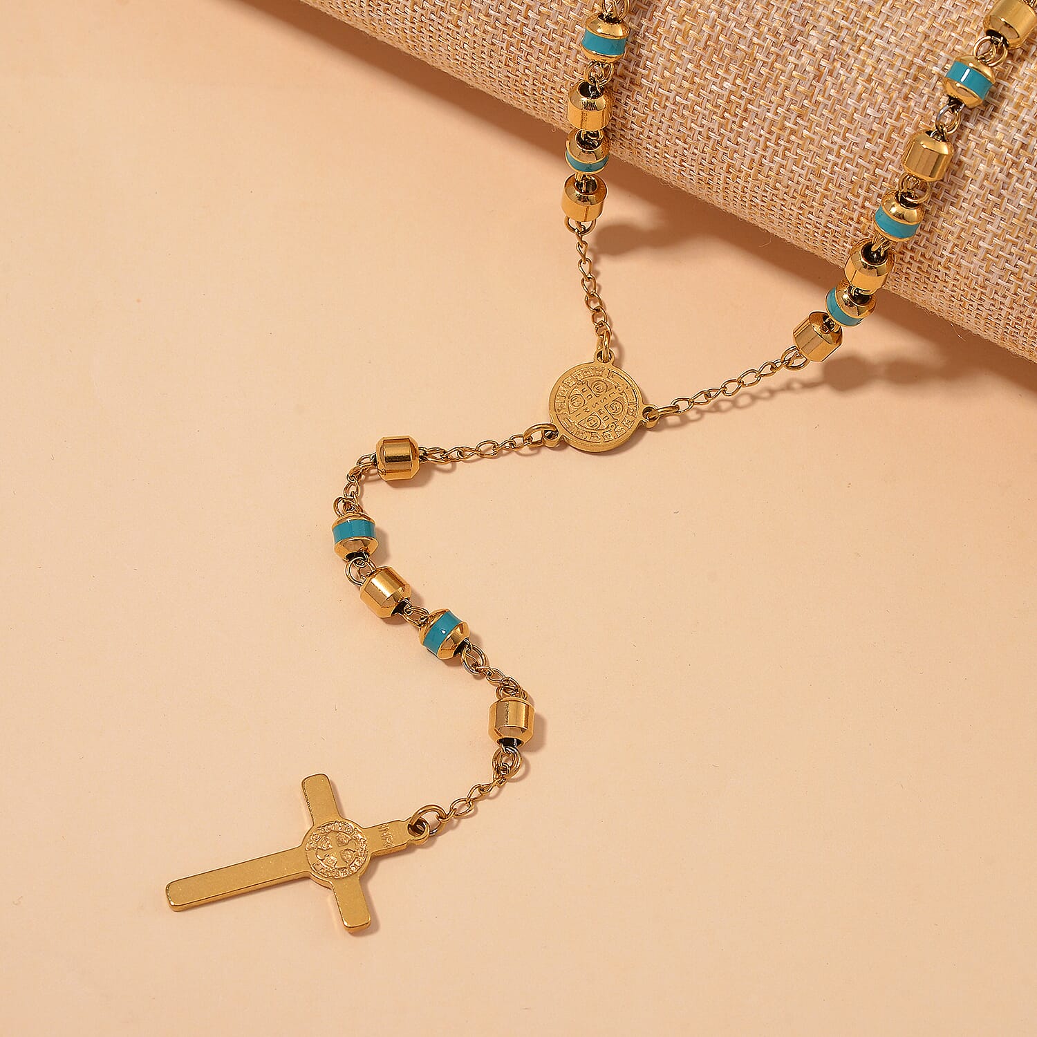 Close Out Deal- Blue Enamel Necklace (Size - 26) in Yellow Tone 7853877 1
