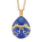 The Luxury Egg Collection -  Enamelled Egg Pendant with Chain (Size 24-2 Ext) - Blue