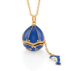 The Luxury Egg Collection -  Enamelled Egg Pendant with Chain (Size 24-2 Ext) - Blue