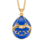 The Luxury Egg Collection -  Enamelled Egg Pendant with Chain (Size 24-2 Ext) - Blue