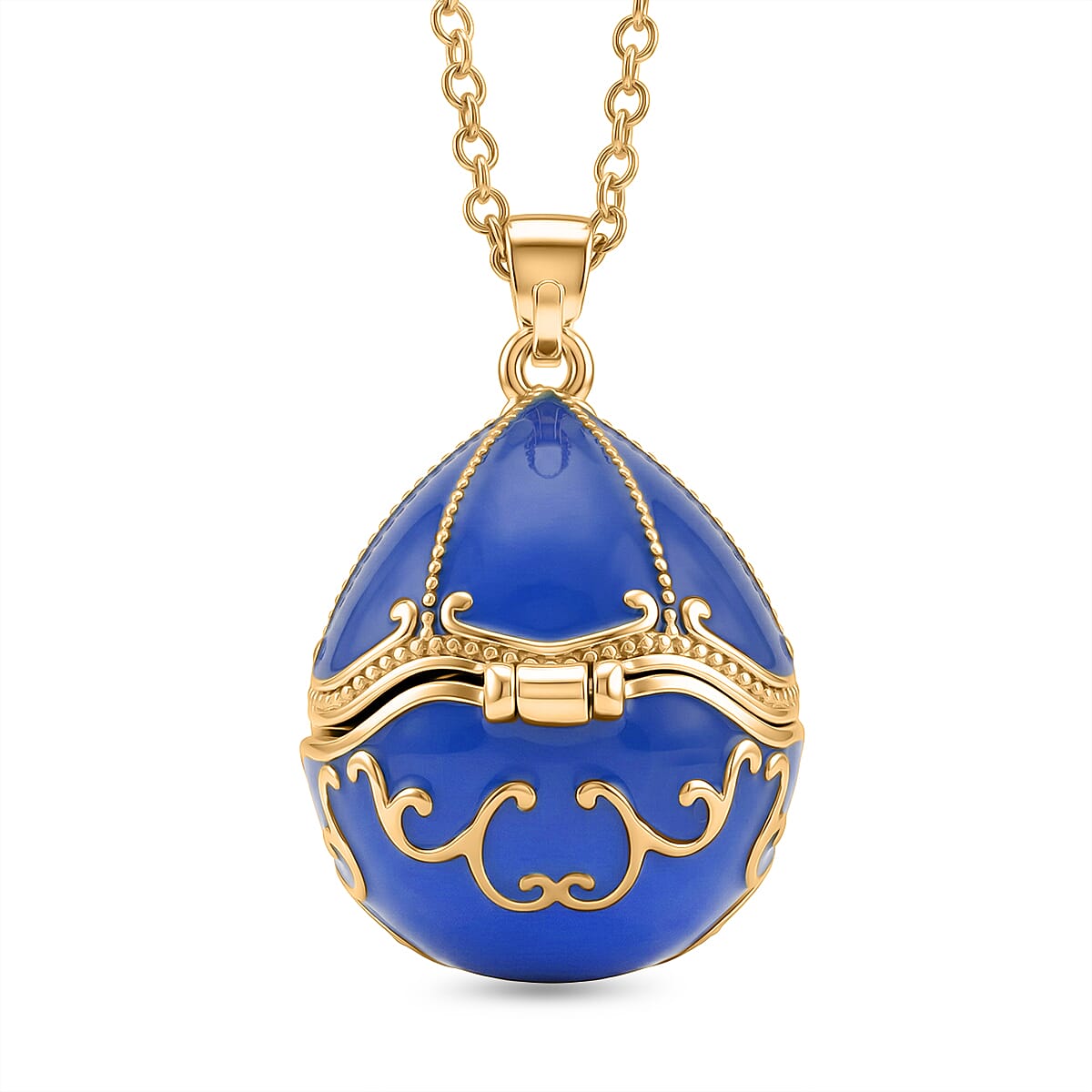 The Luxury Egg Collection -  Enamelled Egg Pendant with Chain (Size 24+2 Ext) - Blue 4468175 6