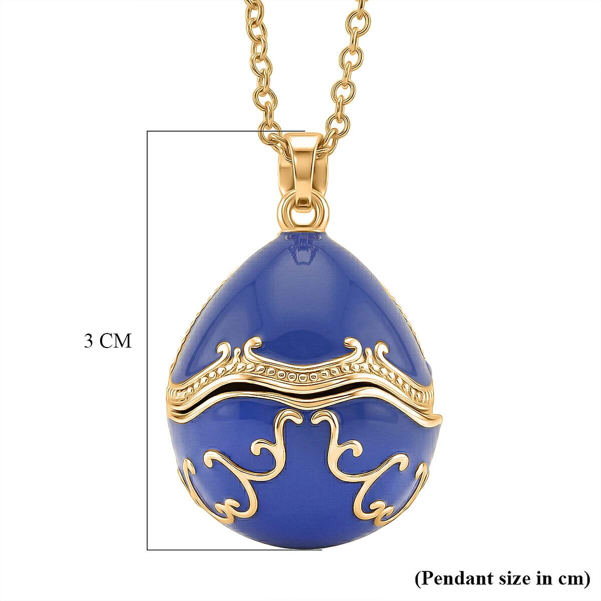 The Luxury Egg Collection -  Enamelled Egg Pendant with Chain (Size 24+2 Ext) - Blue 4468175 9