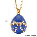 The Luxury Egg Collection -  Enamelled Egg Pendant with Chain (Size 24-2 Ext) - Blue