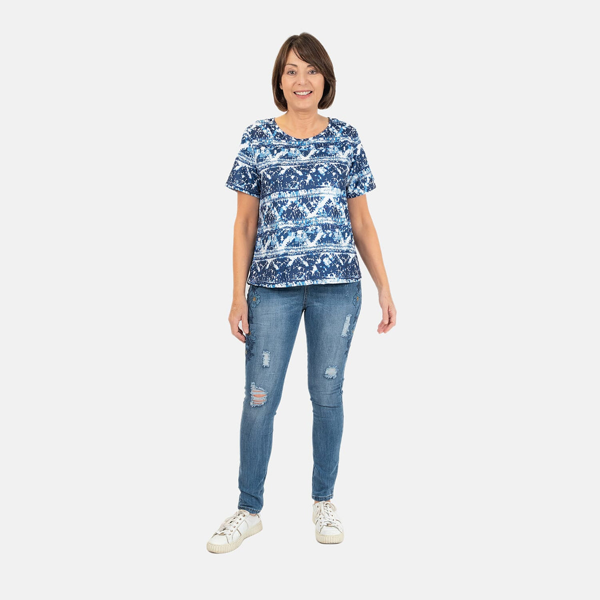Blue Floral Embroidered Diamante Detail Skinny Jeans 6272210 0