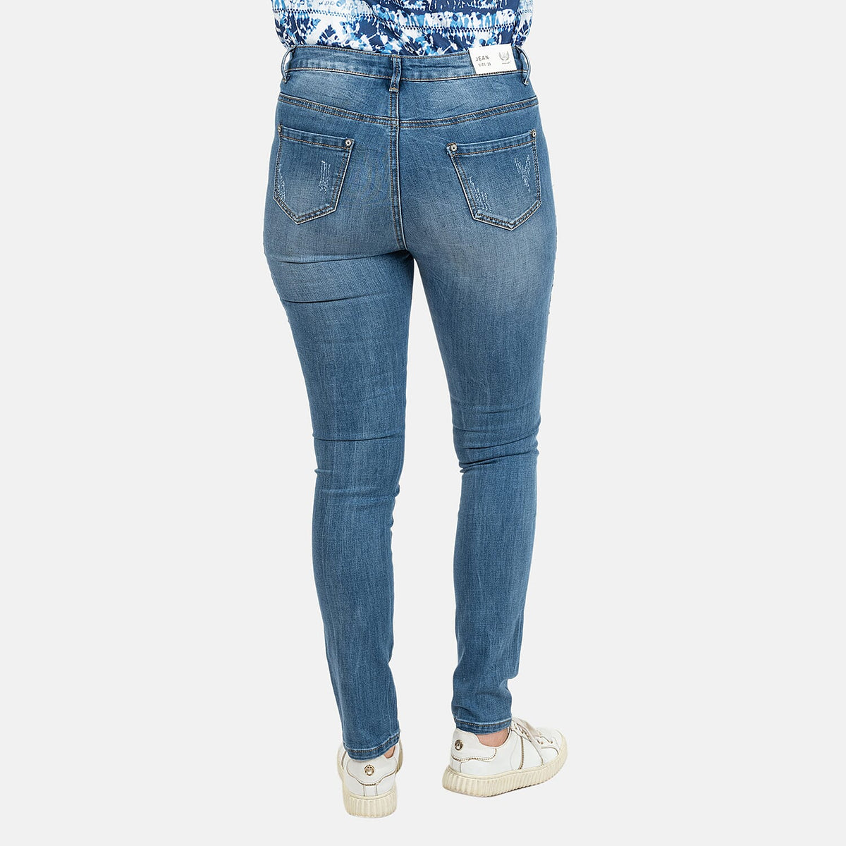 Blue Floral Embroidered Diamante Detail Skinny Jeans 6272210 3