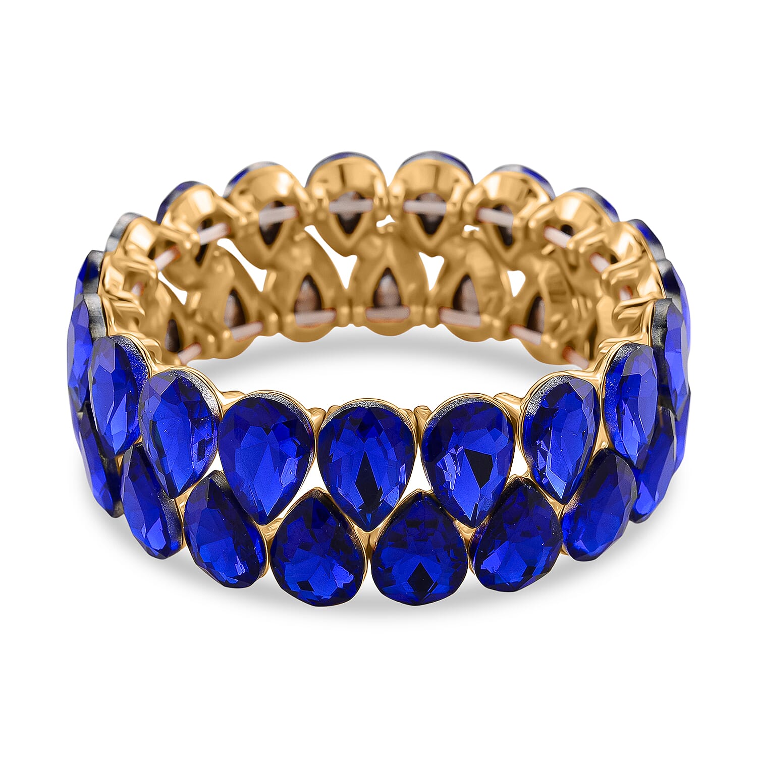 Blue Glass Pear Adjustable Bracelet in Yellow Gold Tone 8262411 0