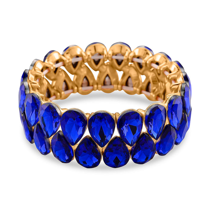 Blue Glass Pear Adjustable Bracelet in Yellow Gold Tone 8262411 1