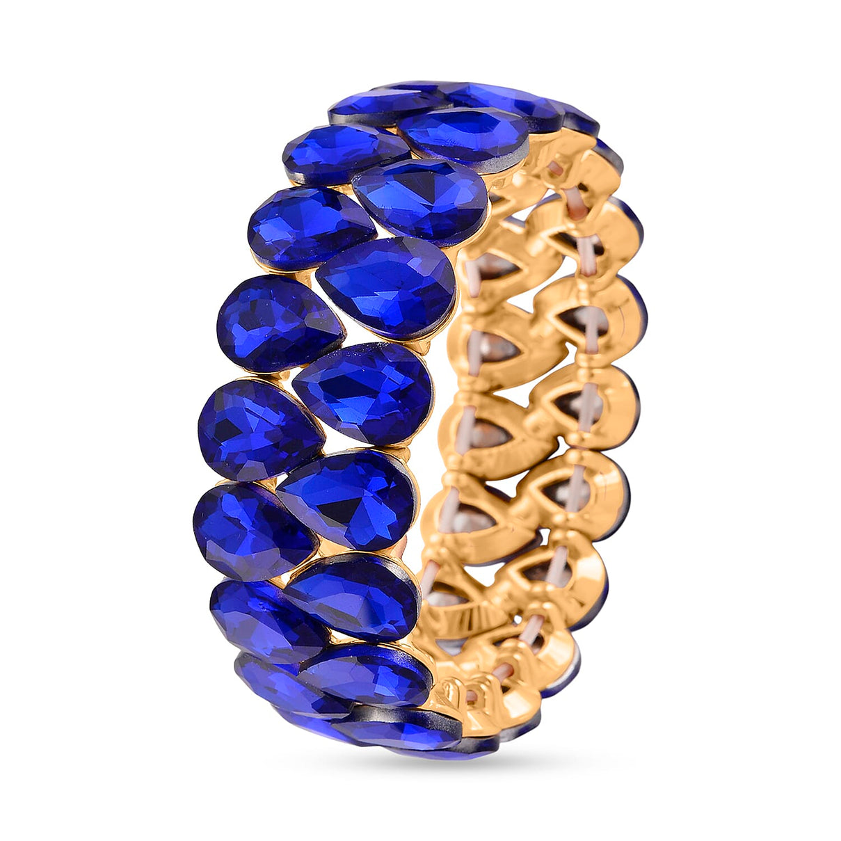 Blue Glass Pear Adjustable Bracelet in Yellow Gold Tone 8262411 4