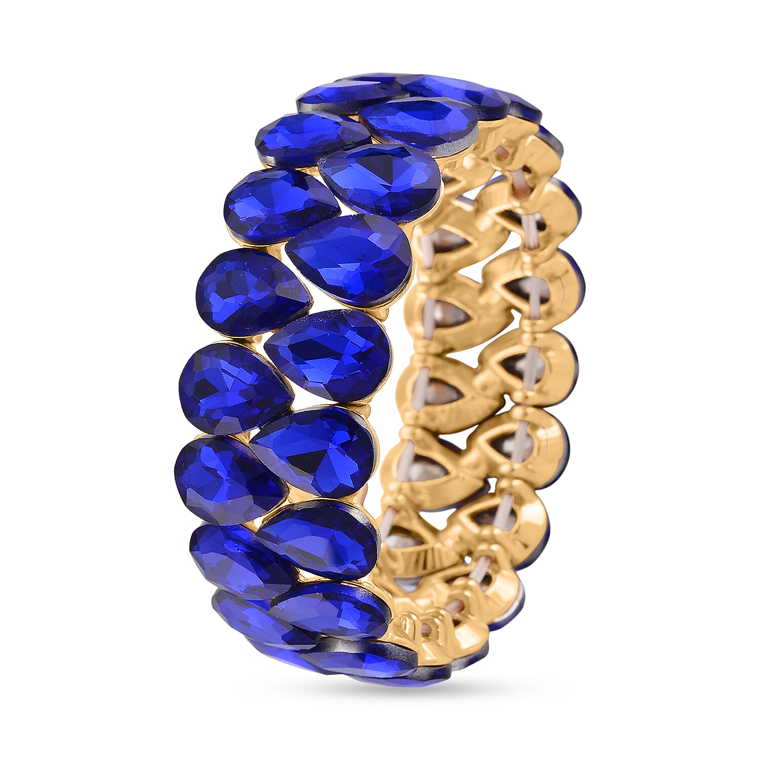 Blue Glass Pear Adjustable Bracelet in Yellow Gold Tone 8262411 4