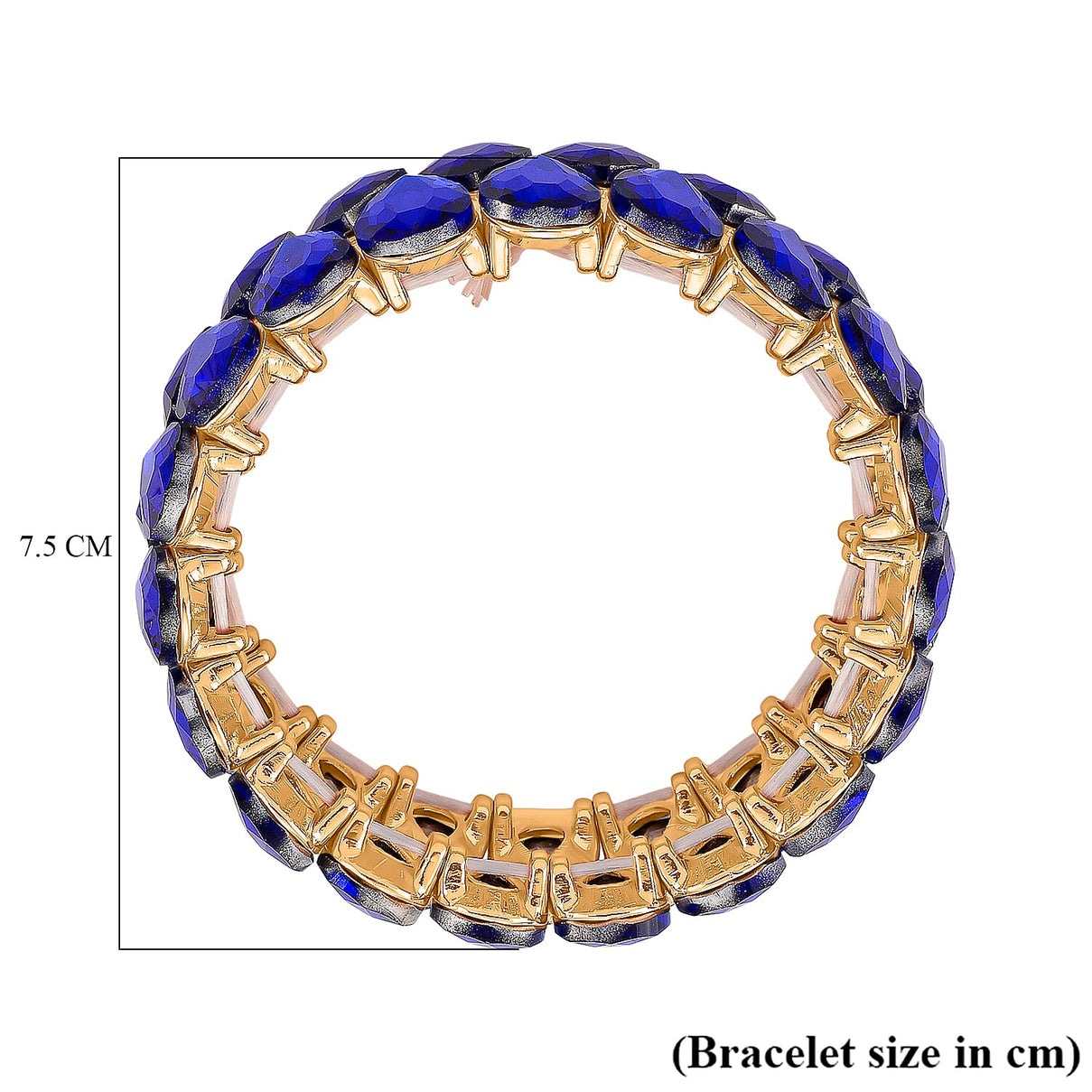 Blue Glass Pear Adjustable Bracelet in Yellow Gold Tone 8262411 5