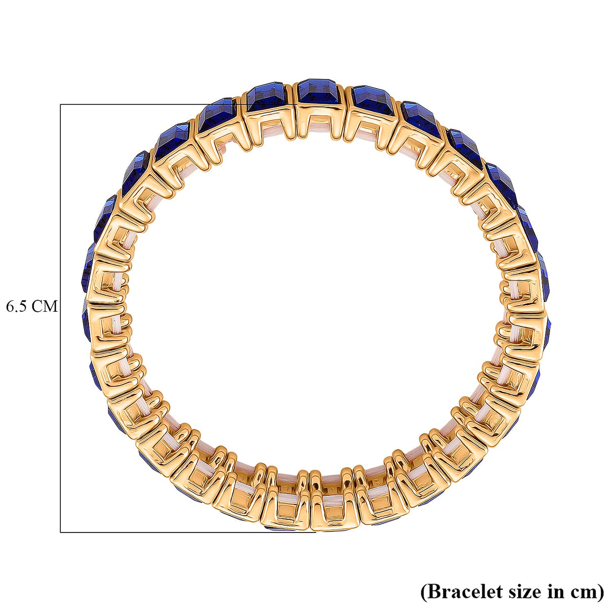 Blue Glass Stretchable Bracelet (Size - 7) in Yellow Gold Tone 8262422 5