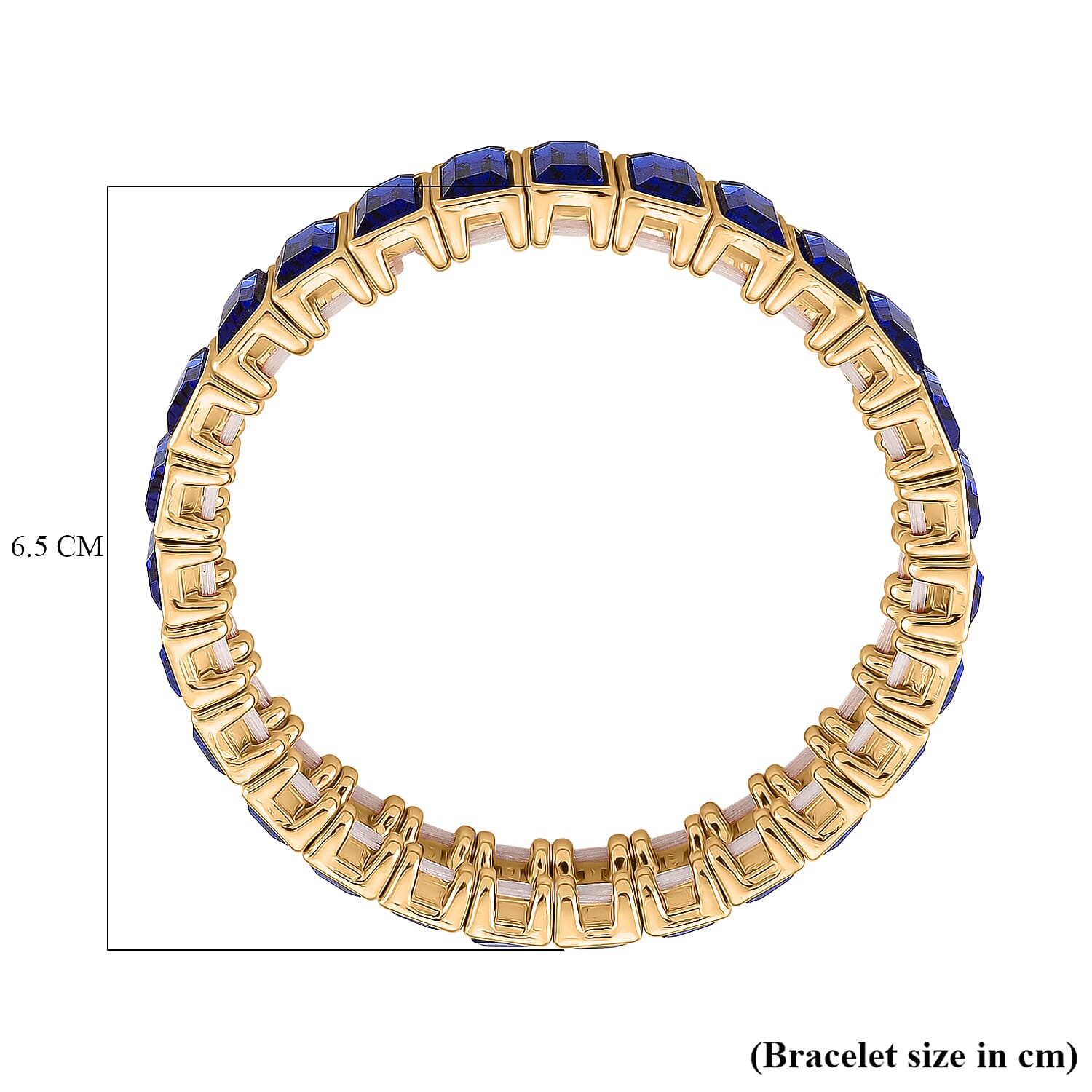 Blue Glass Stretchable Bracelet (Size - 7) in Yellow Gold Tone 8262422 5