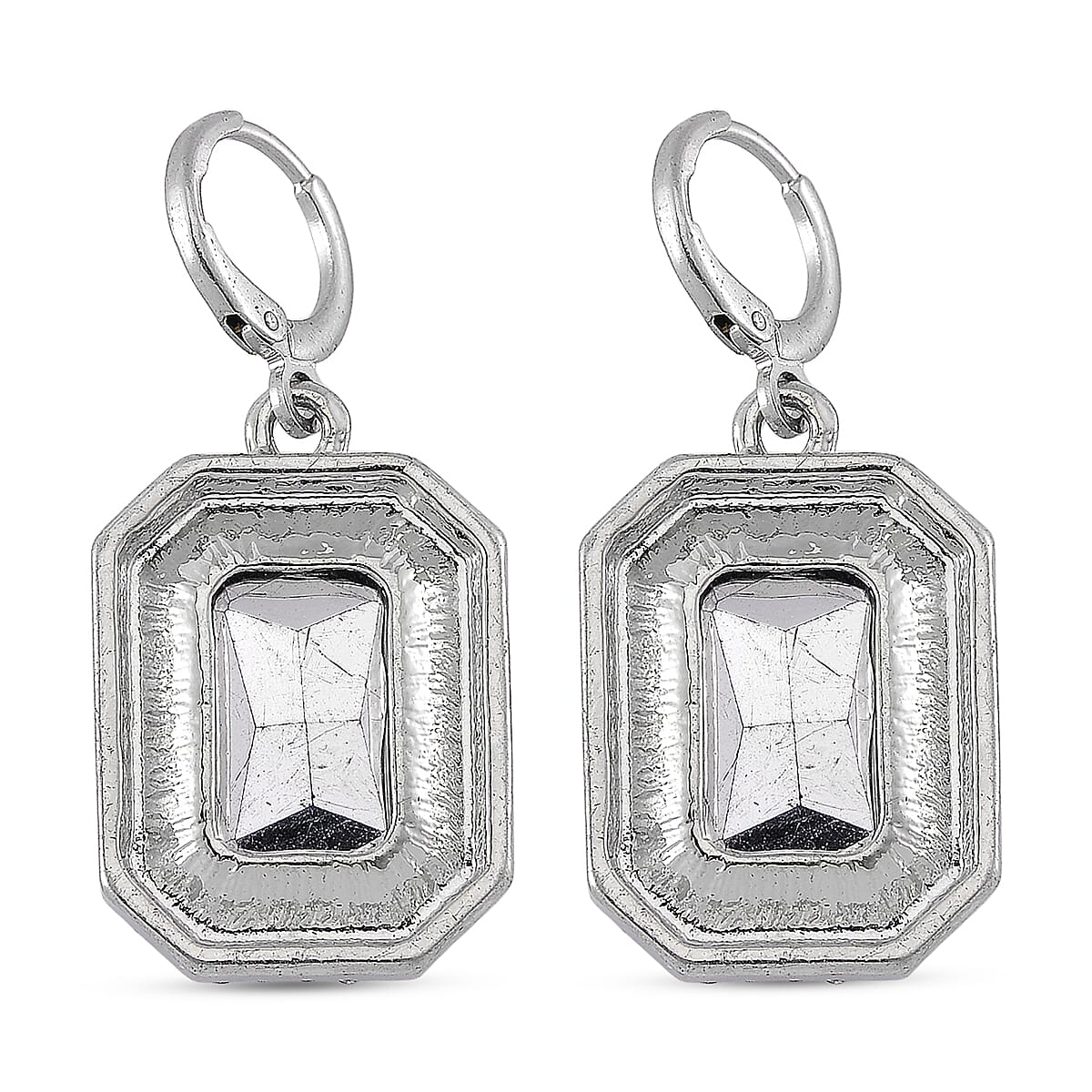 Blue Glass &amp; White Crystal Halo Earring with Hoop V32512752 5