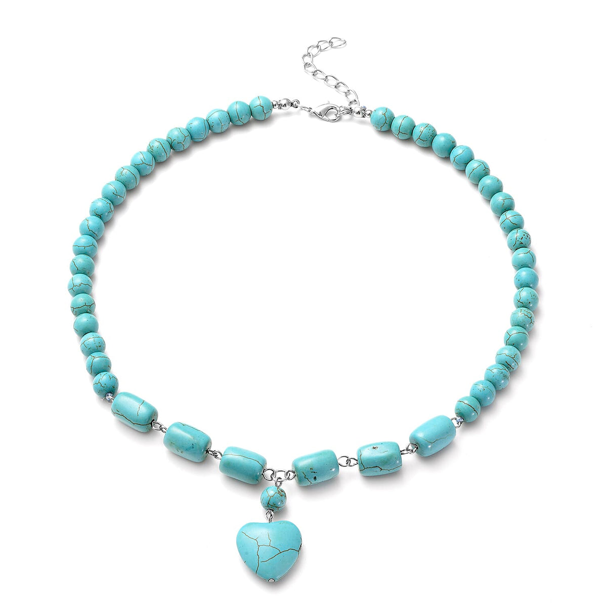 Blue Howlite Beads 221.00 Ct. Necklace Size 18 With 2 inch Extender in Silver Tone 6648703 0