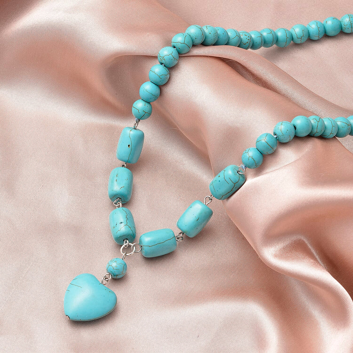 Blue Howlite Beads 221.00 Ct. Necklace Size 18 With 2 inch Extender in Silver Tone 6648703 2