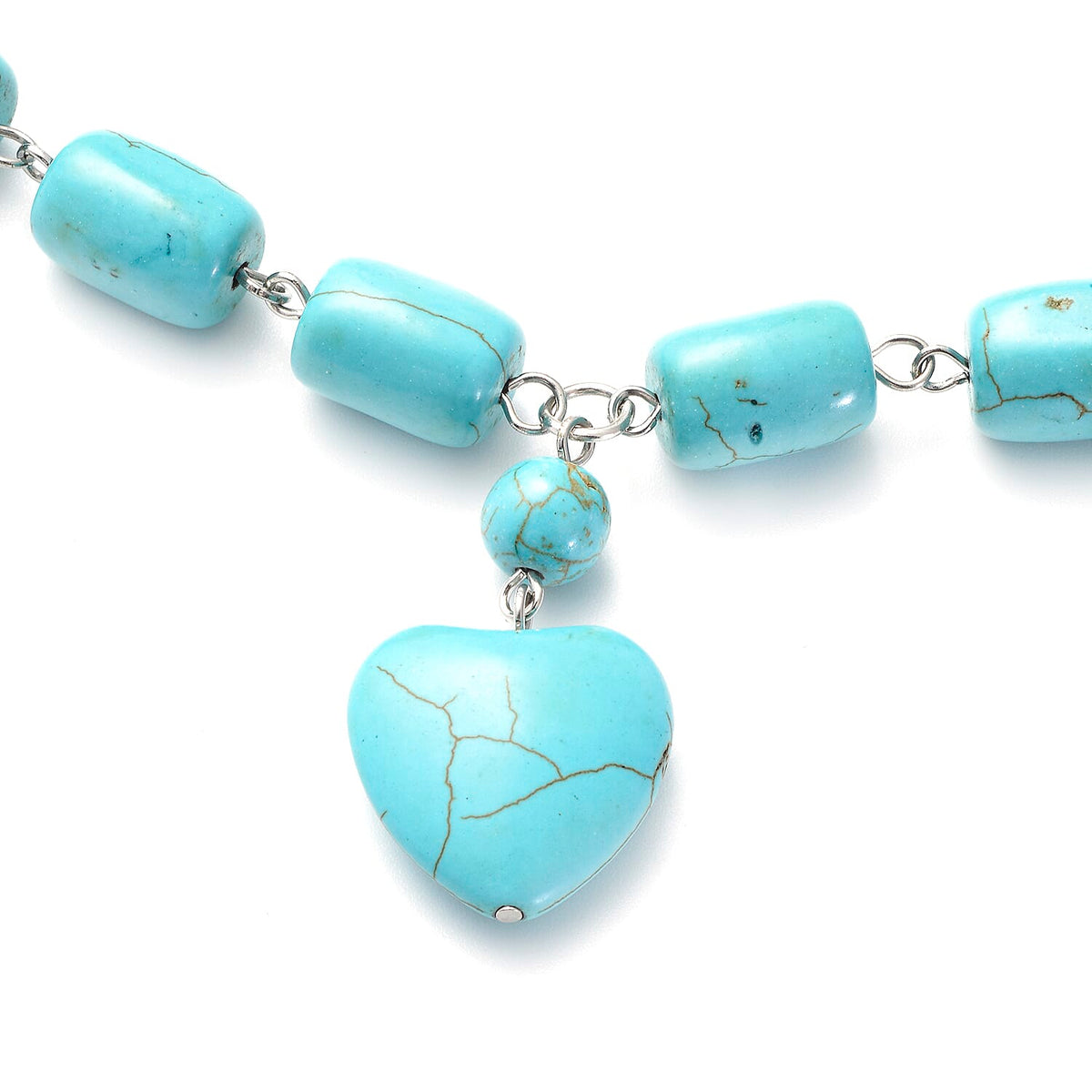Blue Howlite Beads 221.00 Ct. Necklace Size 18 With 2 inch Extender in Silver Tone 6648703 3