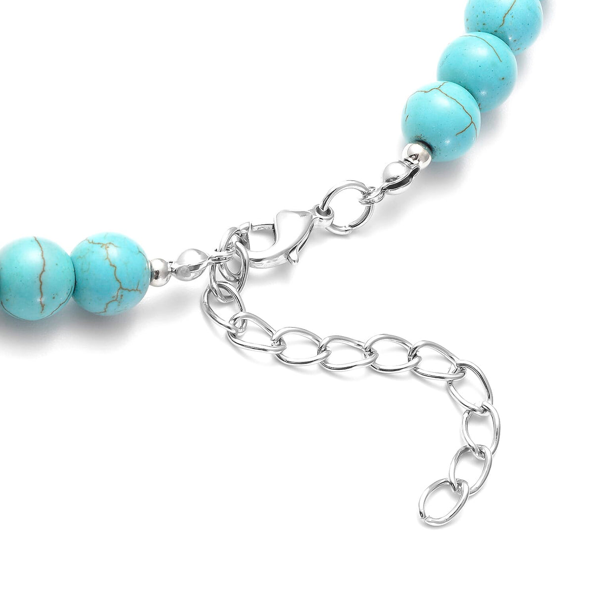 Blue Howlite Beads 221.00 Ct. Necklace Size 18 With 2 inch Extender in Silver Tone 6648703 4