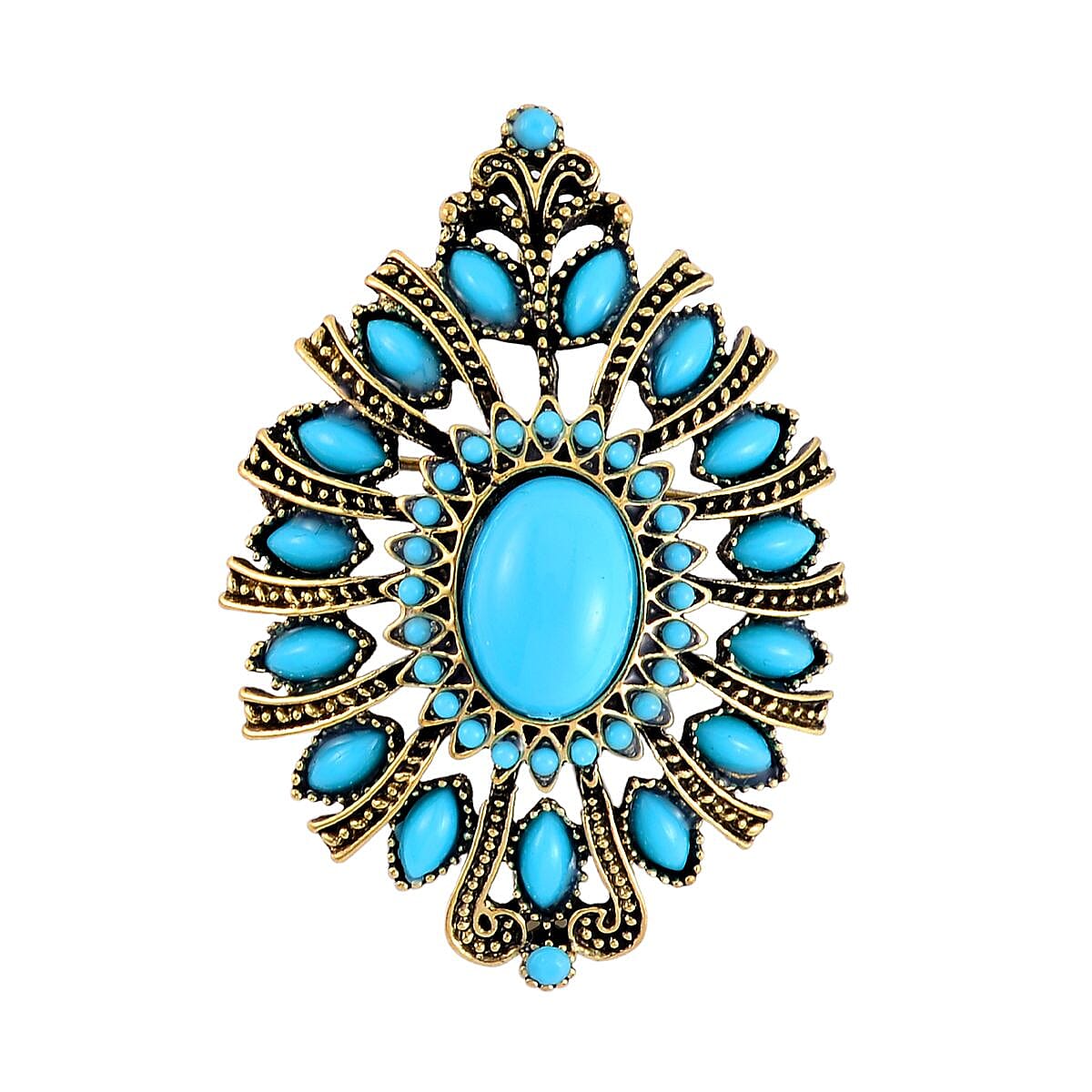 Blue Howlite Vintage Floral Brooch 7639830 0