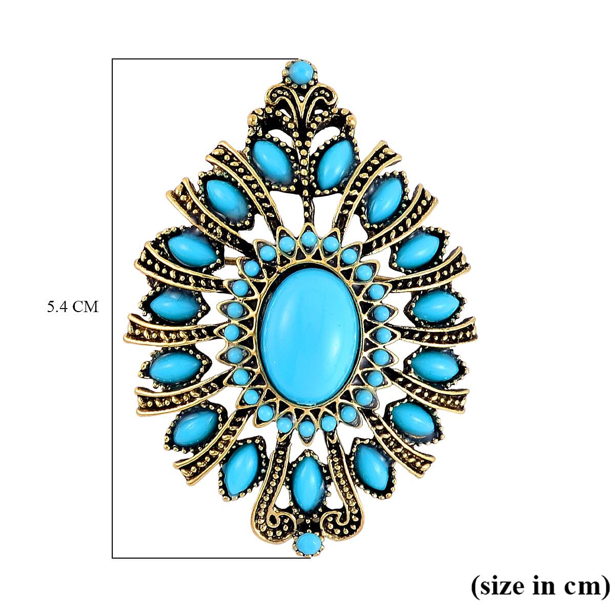 Blue Howlite Vintage Floral Brooch in Yellow Gold Tone 7949207 4