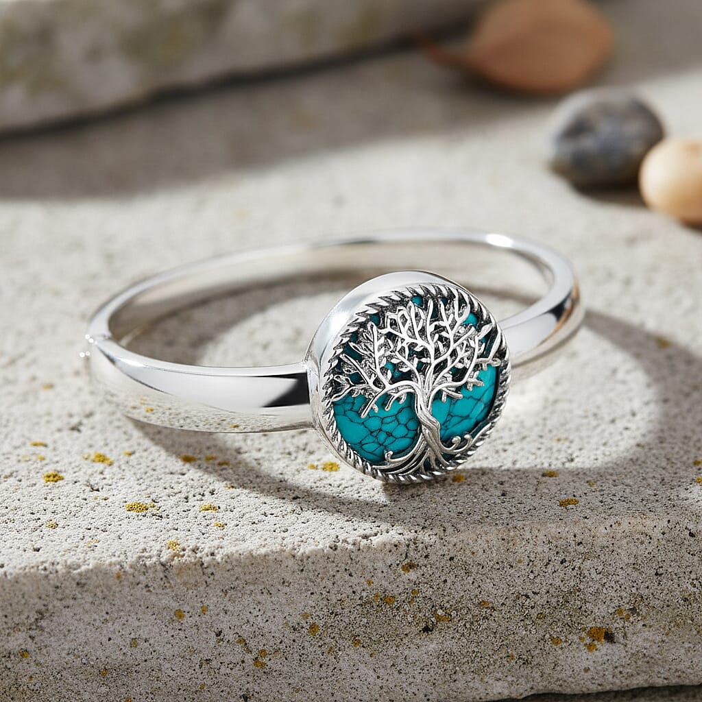 Tree of Life Collection - Blue Sandstone Cuff Bangle (Size 7.5)