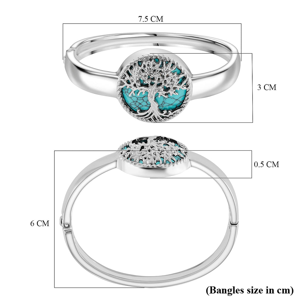 Tree of Life Collection - Blue Sandstone Cuff Bangle (Size 7.5)