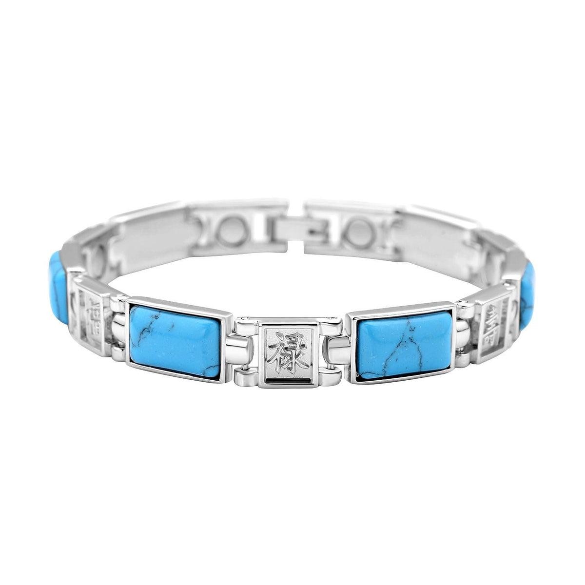 Blue Howlite Magnetic Bracelet (Size - 7.25) in Silver Tone 10.00 Ct. 7018374 0